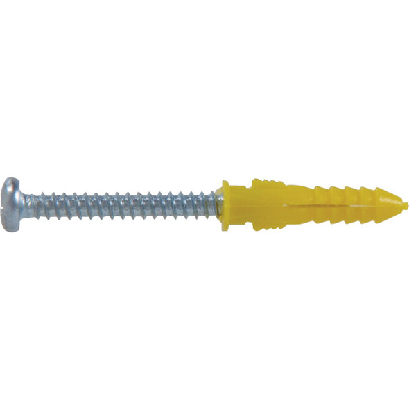 Hillman #4 - #6 - #8 Thread x 7/8 In. Yellow Ribbed Plastic Anchor (6-Count)