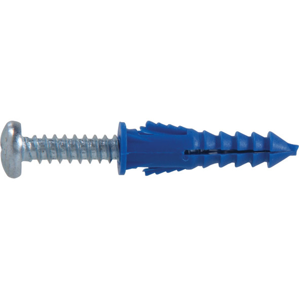 Hillman #8 - #10 - #12 Thread x 1-1/4 In. Blue Ribbed Plastic Anchor (25-Count)
