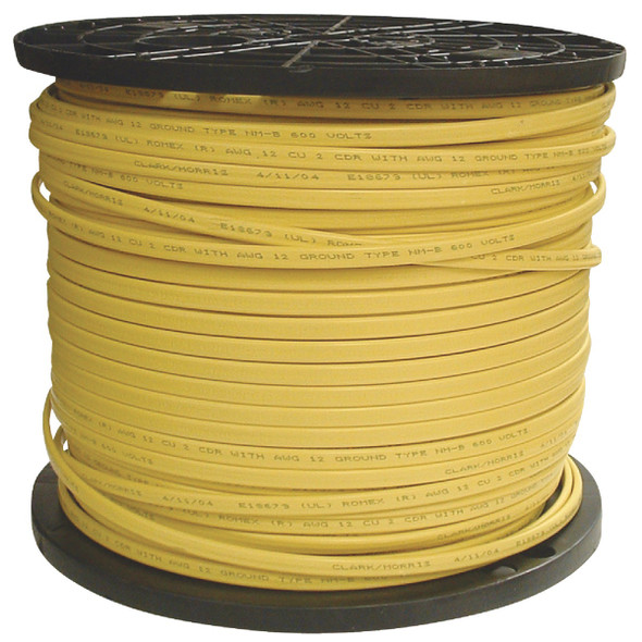 Romex 1000 Ft. 12/2 Solid Yellow NMW/G Electrical Wire Romex 1000 Ft. 12/2 Solid Yellow NMW/G Electrical Wire