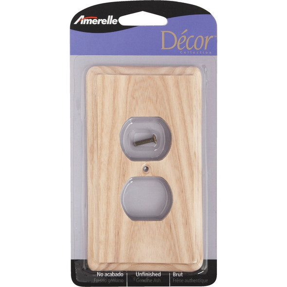 Amerelle 1-Gang Solid Oak Outlet Wall Plate, Unfinished Ash 401D 506230