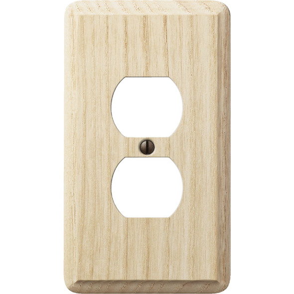 Amerelle 1-Gang Solid Oak Outlet Wall Plate, Unfinished Ash 401D