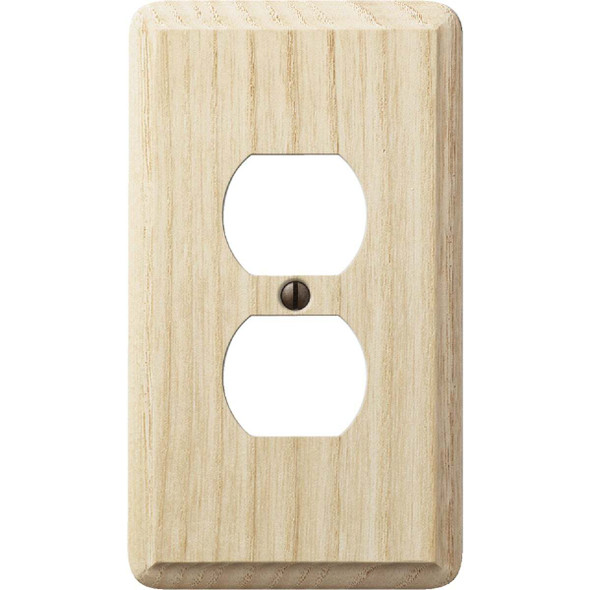 Amerelle 1-Gang Solid Oak Outlet Wall Plate, Unfinished Ash 401D