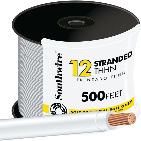 Southwire 500 Ft. 12 AWG Stranded White THHN Electrical Wire 22965858