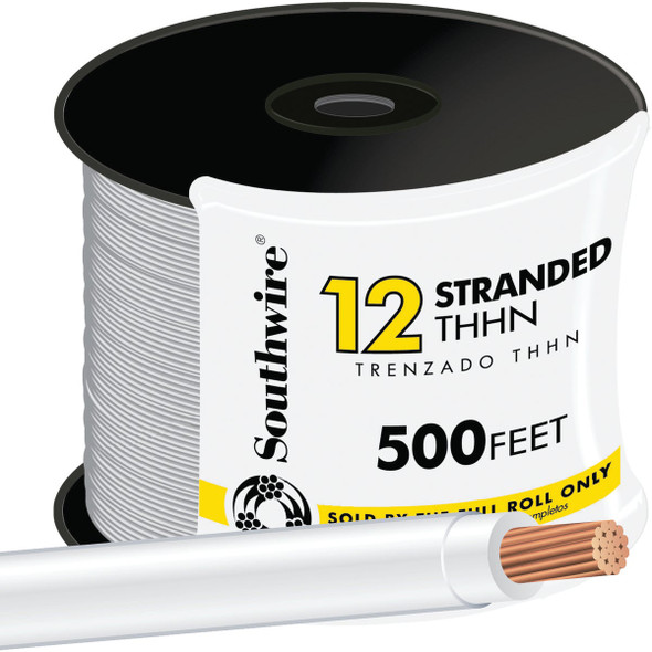 Southwire 500 Ft. 12 AWG Stranded White THHN Electrical Wire 22965858