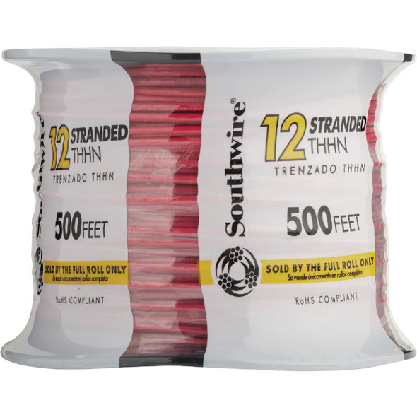 Southwire 500 Ft. 12 AWG Stranded Red THHN Electrical Wire 22966658 516392