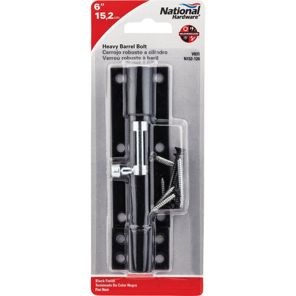 National Hardware 6 In. Black Heavy Barrel Bolt N152-126 200717