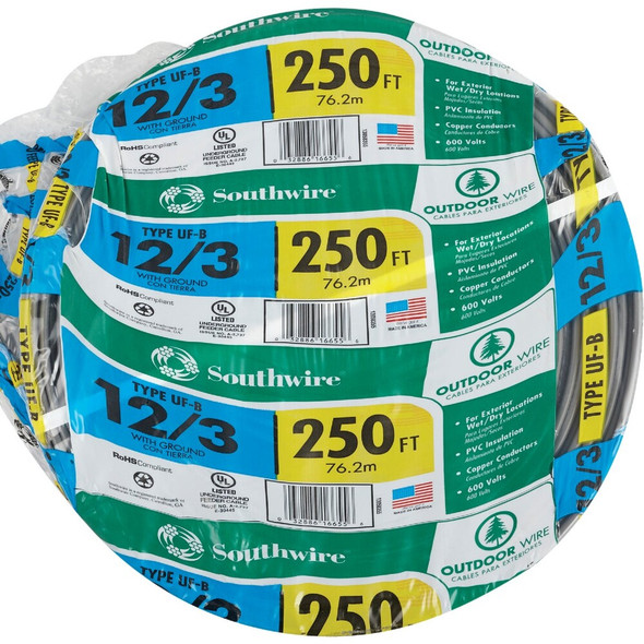 Southwire 250 Ft. 12 AWG 3-Conductor UFW-G Electrical Wire 13058355 526149