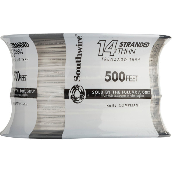 Southwire 500 Ft. 14 AWG Stranded White THHN Electrical Wire Southwire 500 Ft. 14 AWG Stranded White THHN Electrical Wire