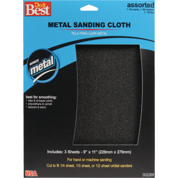Do it Best 9 In. W x 11 In. L Assorted Grit Emery Cloth (3-Pack) 4447004