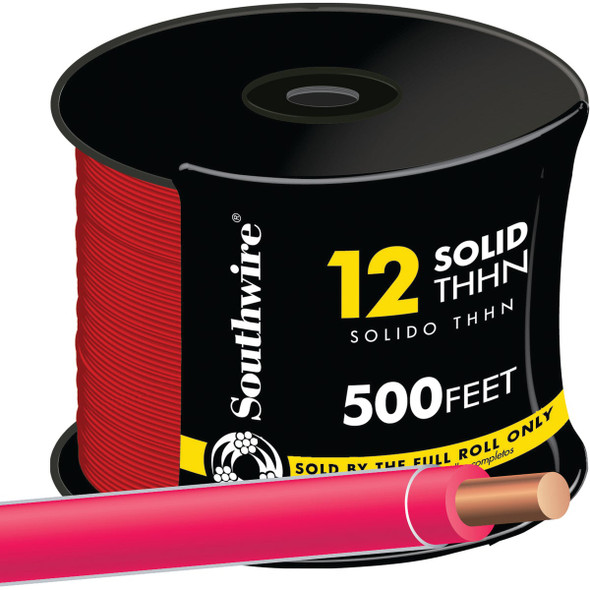 Southwire 500 Ft. 12 AWG Solid Red THHN Electrical Wire 11589958