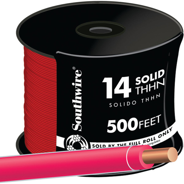 Southwire 500 Ft. 14 AWG Solid Red THHN Electrical Wire 11581658