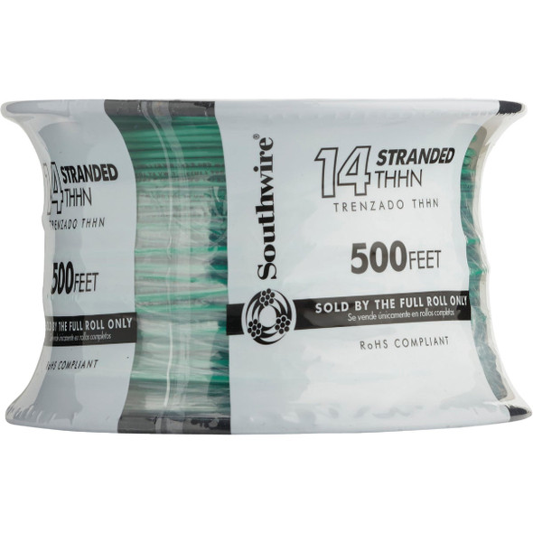 Southwire 500 Ft. 14 AWG Stranded Green THHN Electrical Wire Southwire 500 Ft. 14 AWG Stranded Green THHN Electrical Wire