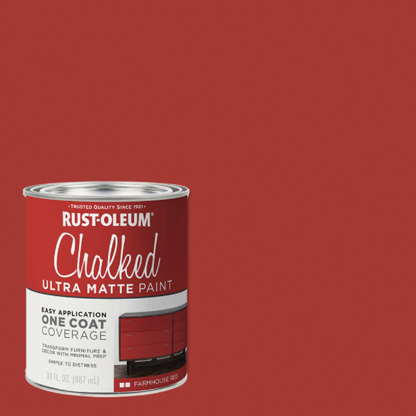 Rust-Oleum Chalked Ultra Matte Farmhouse Red 30 Oz. Chalk Paint 329211