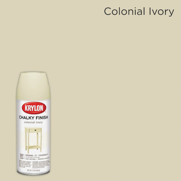 Krylon CHALKY FINISH 12 Oz. Ultra Matte Chalk Spray Paint, Colonial Ivory K04108007 771288