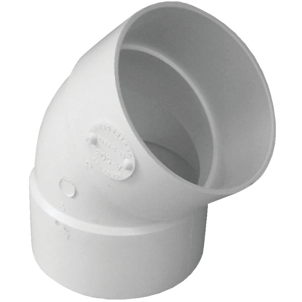IPEX 3 In. SDR 35  45 Deg. PVC Sewer and Drain Elbow (1/8 Bend) 414183BC