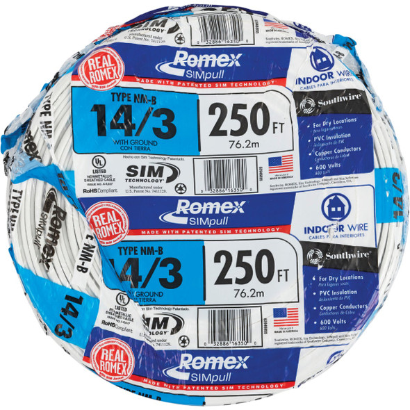 Romex 250 Ft. 14/3 Solid Blue NMW/G Electrical Wire