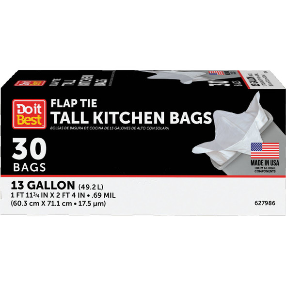 Do it Best 13 Gal. Tall Kitchen White Trash Bag (30-Count) 627986