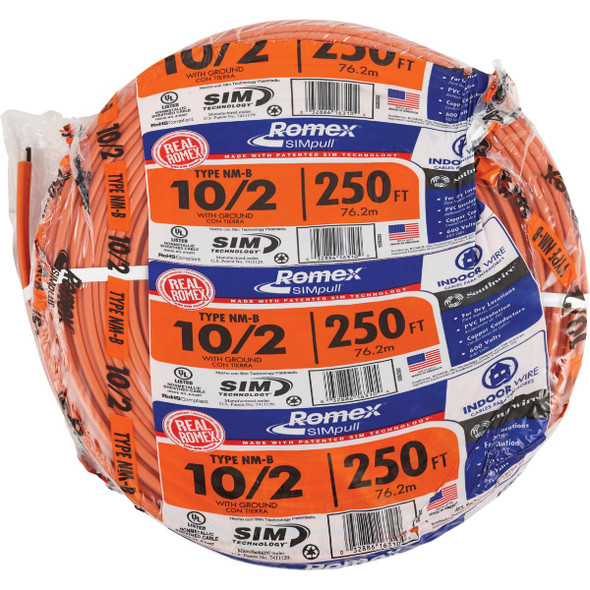 Romex 250 Ft. 10-2 Solid Orange NMW-G Electrical Wire 28829055 506401