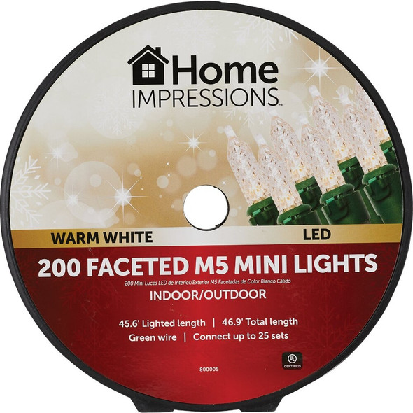 Home Impressions Warm White 200-Bulb Faceted M5 Mini LED Light Set KT-LED-2401 800005