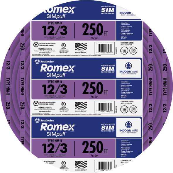 Romex 250 Ft. 12/3 Solid Purple NMW/G Electrical Wire 63947855