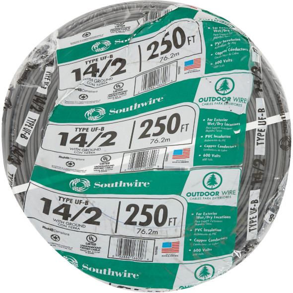 Southwire 250 Ft. 14 AWG 2-Conductor UFW/G Electrical Wire