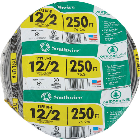 Southwire 250 Ft. 12 AWG 2-Conductor UFW/G Electrical Wire Southwire 250 Ft. 12 AWG 2-Conductor UFW/G Electrical Wire