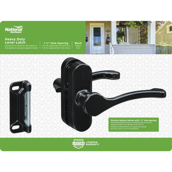 National Hardware Black Lever Screen/Storm Door Latch