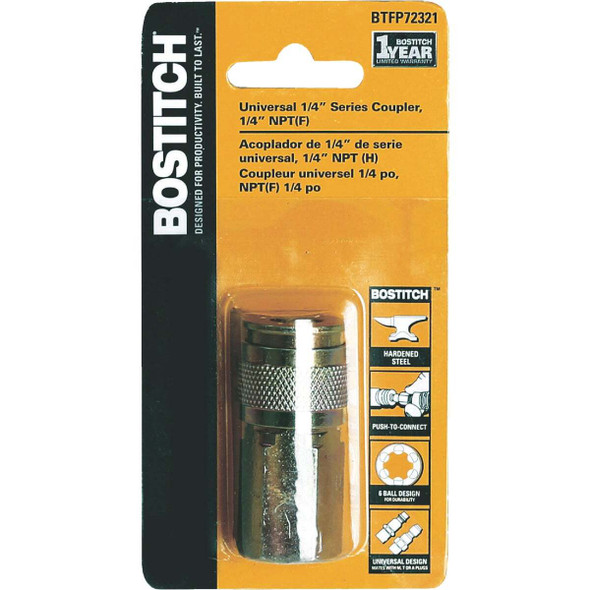 Bostitch Universal 6-Ball Design Push-to-Connect 1/4 In. NPTF Coupler BTFP72321