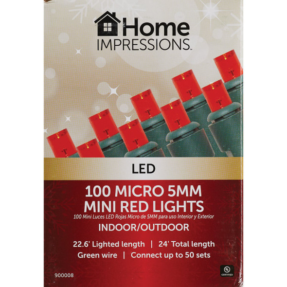 Home Impressions Red 100-Bulb Micro 5MM Mini LED Light Set