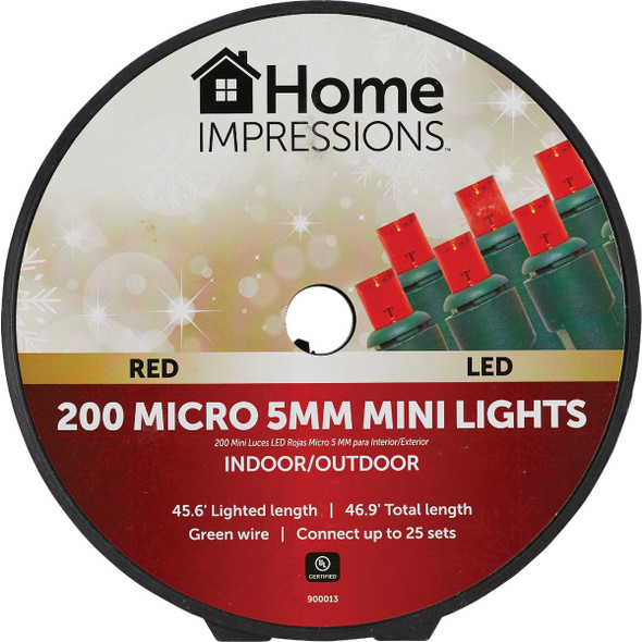 Home Impressions Red 200-Bulb Micro 5MM Mini LED Light Set KT-I200-53 900013