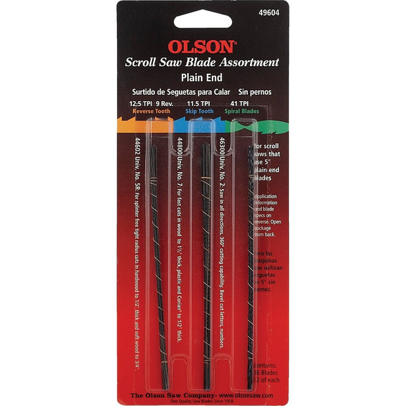 Olson Plain End Scroll Saw Blade Assortment (36 Piece) FR49604 348074