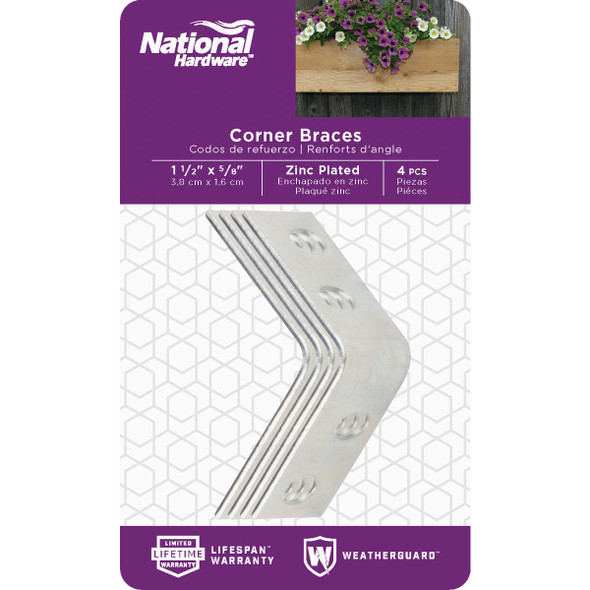 National Hardware 1-1/2 In. x 5/8 In. Zinc Steel Corner Brace (4-Count)