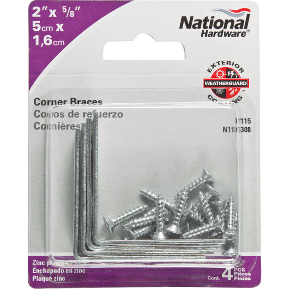 National Hardware 2 In. x 5/8 In. Zinc Steel Corner Brace (4-Count)