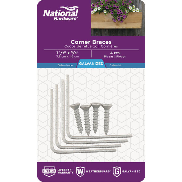 National Hardware 1-1/2 In. x 5/8 In. Galvanized Steel Corner Brace (4-Count)