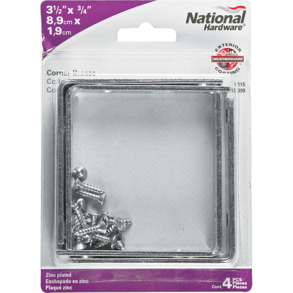 National Hardware 3-1/2 In. x 3/4 In. Zinc Steel Corner Brace (4-Count)