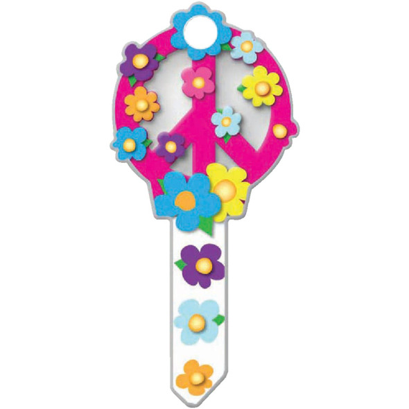 Lucky Line Peace Sign Design Decorative House Key, SC1  B104S Pack of 5