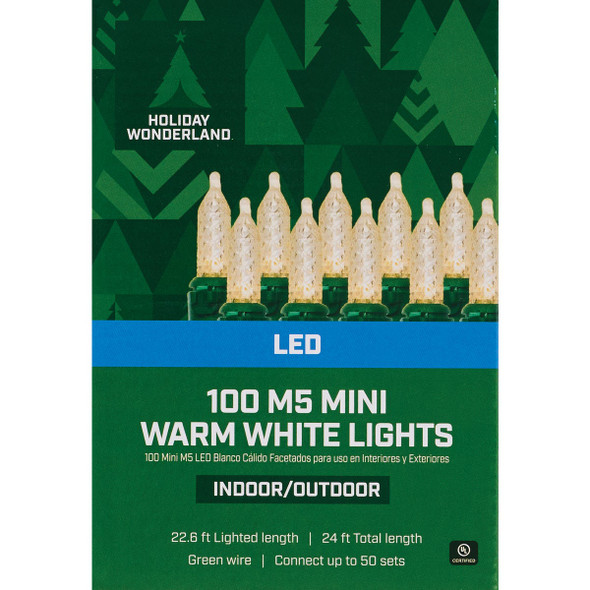 Holiday Wonderland  Warm White 100-Bulb Faceted M5 Mini LED Light Set KT-LED-2406 900324
