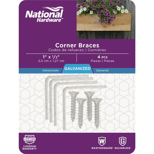 National Hardware 1 In. x 1-2 In. Galvanized Steel Corner Brace (4-Count) N208-728 231568