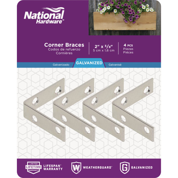 National Hardware 2 In. x 5/8 In. Galvanized Steel Corner Brace (4-Count)