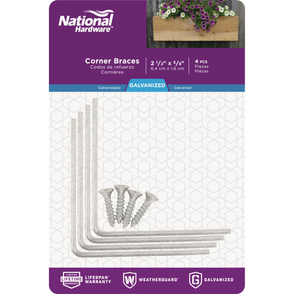 National Hardware 2-1-2 In. x 5-8 In. Galvanized Steel Corner Brace (4-Count) N208-751 231582