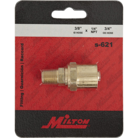 Milton 3-4 In. O.D. 1-4 In. MNPT Brass Reusable Hose End S-621 570278