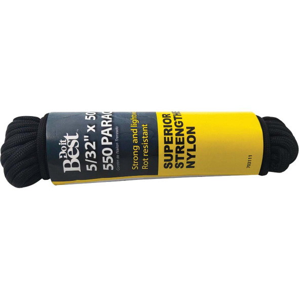 Do it Best 550 5/32 In. x 50 Ft. Black Nylon Paracord 703111