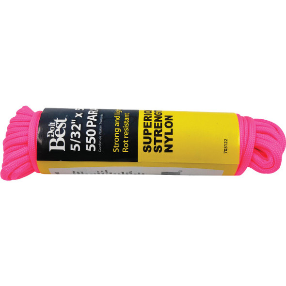 Do it Best 550 5/32 In. x 50 Ft. Pink Nylon Paracord 703122
