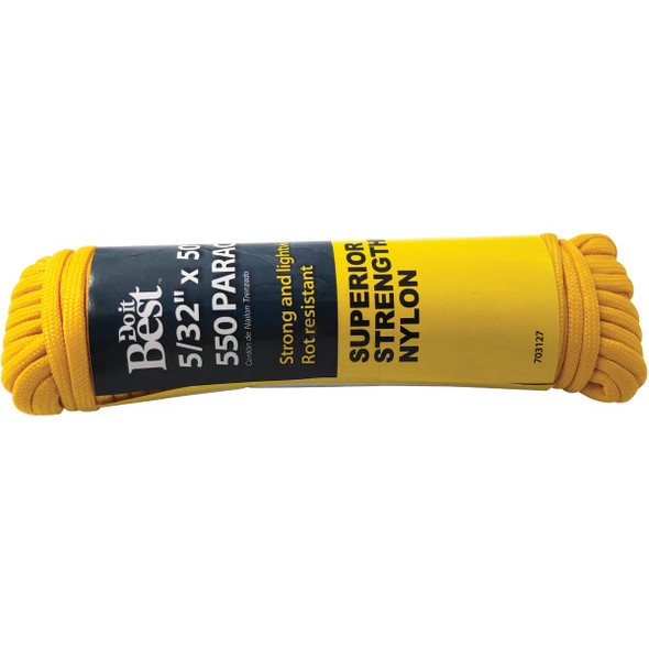 Do it Best 550 5/32 In. x 50 Ft. Yellow Nylon Paracord 703127