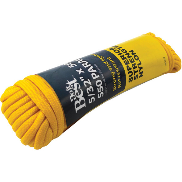 Do it Best 550 5-32 In. x 50 Ft. Yellow Nylon Paracord 703127 703127