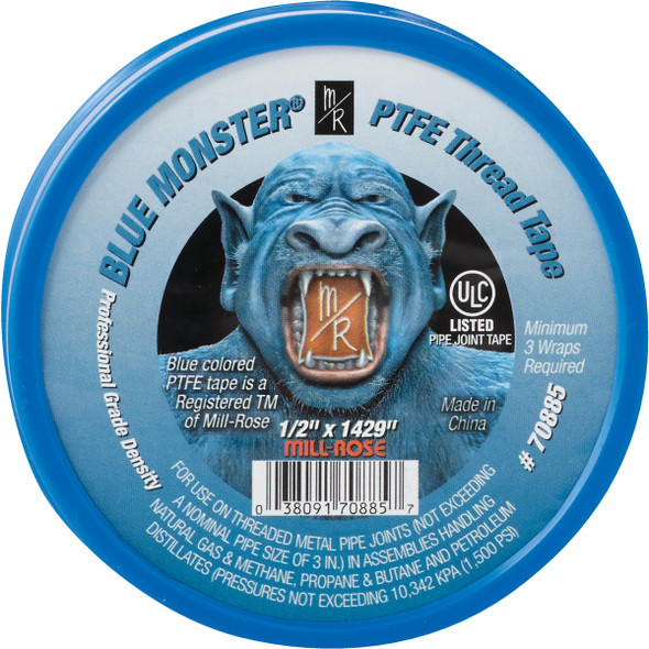 BLUE MONSTER 1/2 In. x 1429 In. Blue Thread Seal Tape BLUE MONSTER 1/2 In. x 1429 In. Blue Thread Seal Tape