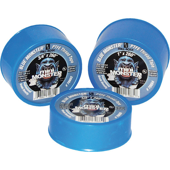 BLUE MONSTER 3/4 In. x 520 In. Blue Thread Seal Tape 70663 BLUE MONSTER 3/4 In. x 520 In. Blue Thread Seal Tape 70663
