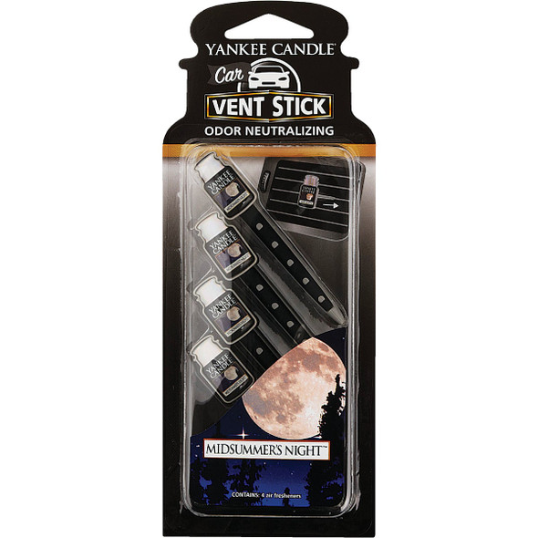 Yankee Candle Vent Stick Car Air Freshener, Midsummer's Night (4-Pack) 1194390