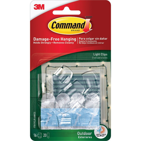 Command Outdoor Light Clips, 16 Clips, 20 Strips 17017CLR-AWES 242712
