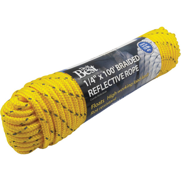 Do it Best 1/4 In. x 100 Ft. Yellow Braided Reflective Polypropylene Packaged Rope Do it Best 1/4 In. x 100 Ft. Yellow Braided Reflective Polypropylene Packaged Rope